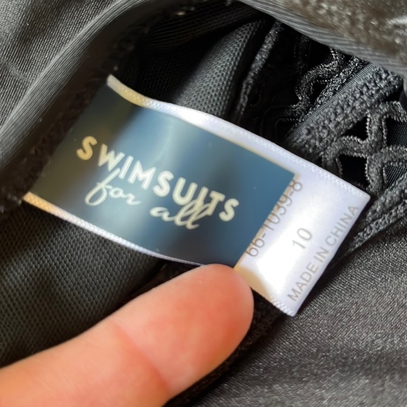 SWIMSUITS FOR ALL Size 10 Vneck Swimsuit Embroidered "Peek-A-Boo" Trim $98 NEW - Picture 7 of 16